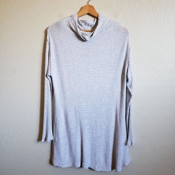 Free People Lover Rib Thermal Tunic Top Oversized Slouchy Grey Size Womens Large - Picture 1 of 9